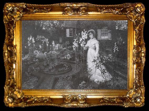 framed  Atkinson Grimshaw The Rector-s Garden Queen of the Lilies, ta009-2